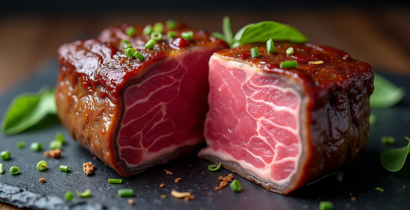 Guancia di manzo cotta con tecniche tradizionali e moderne a confronto