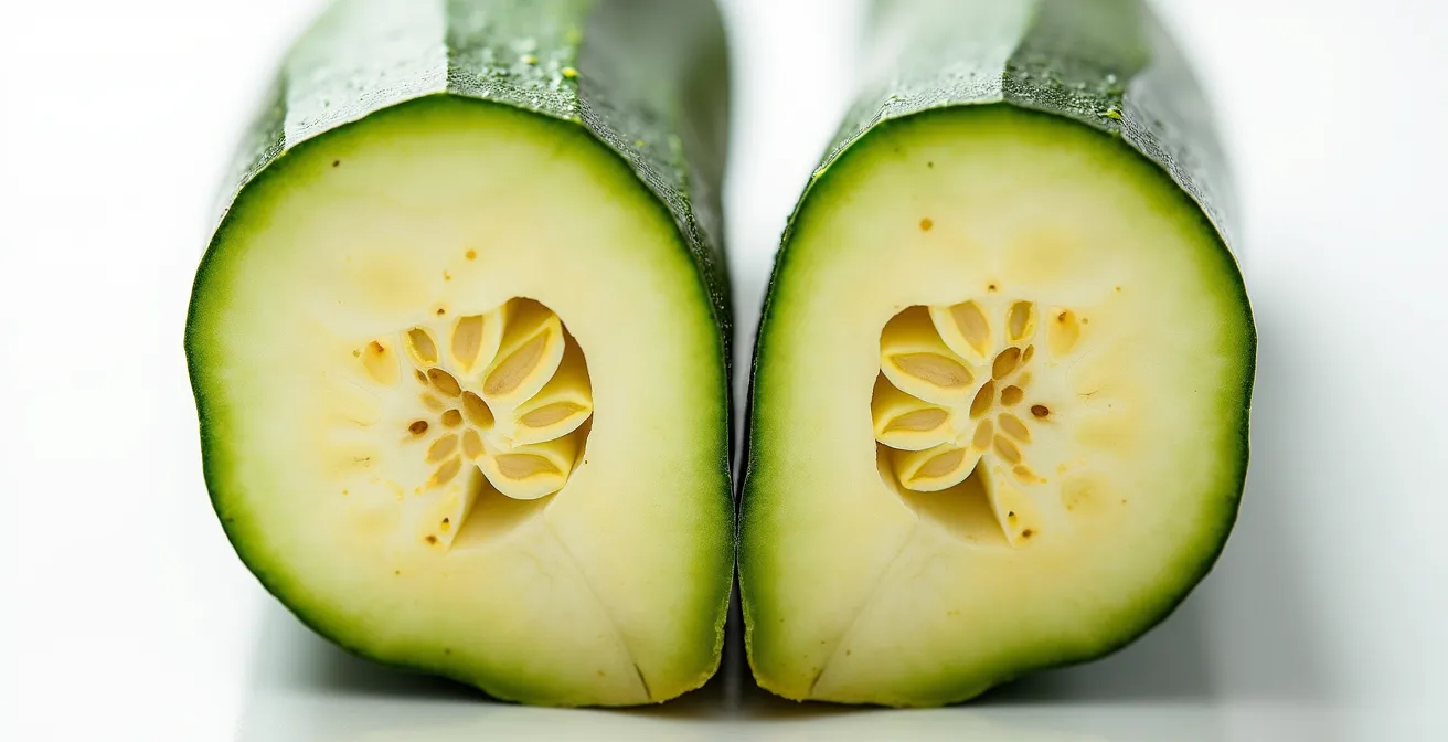 Confronto visivo tra zucchine fresche del contadino e zucchine del supermercato