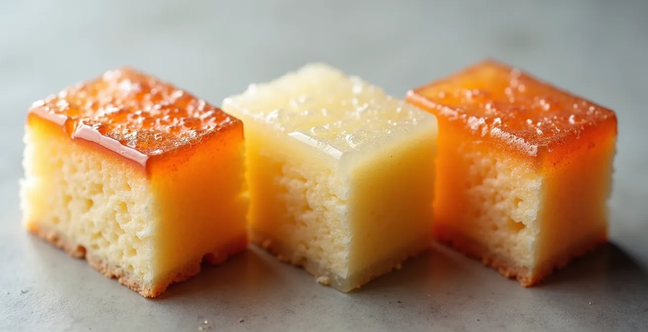 Confronto visivo tra diverse consistenze di glassa con vari gradi Bloom