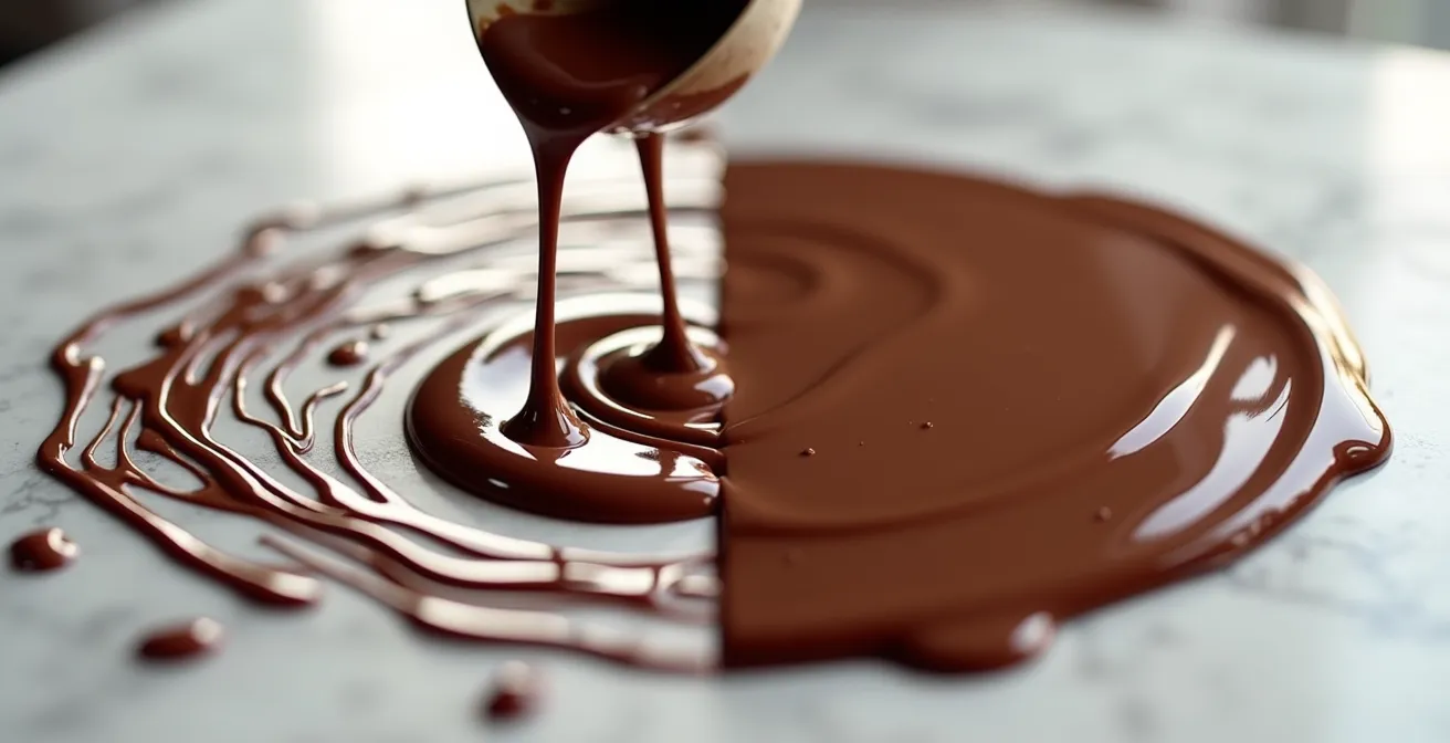 Struttura cristallina del burro di cacao in forma V vista al microscopio