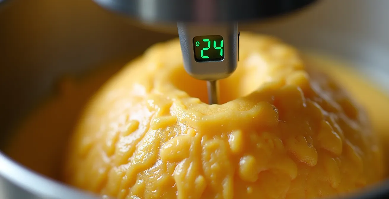 Termometro a sonda che misura la temperatura dell'impasto nella planetaria